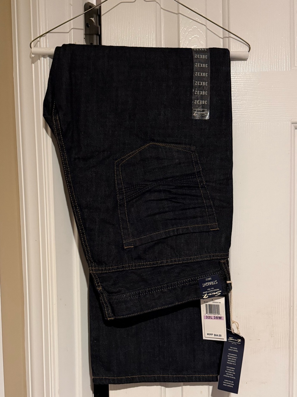 Seven7 Straight Leg Denim Straight Jeans Black Waist 38W 32L NWT